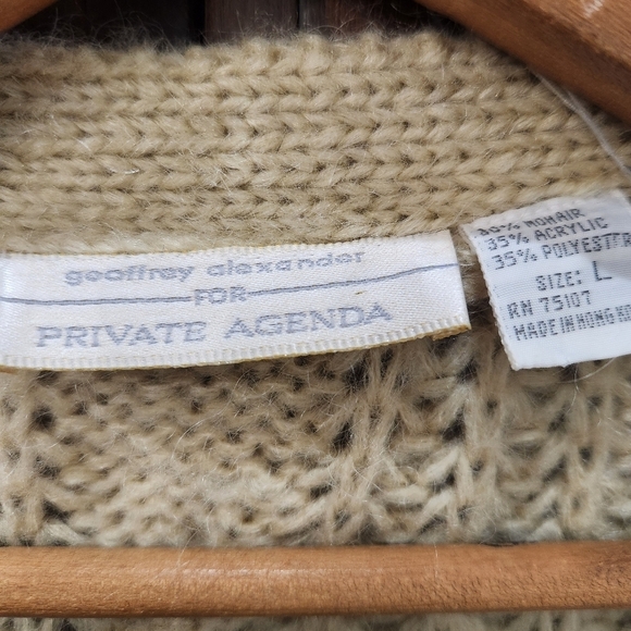 Vintage Geoffrey Alexander Chunky Cottage Mohair Blend Cardigan, Beige Women's L - Picture 10 of 11